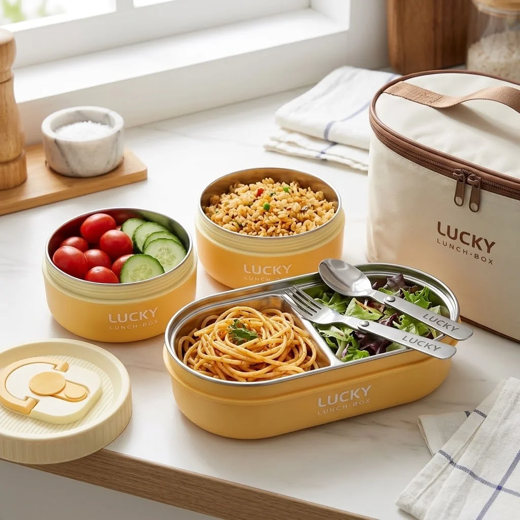 Food Storage With Dividers - 304 스테인리스 스틸 소재의 도시락 세트,