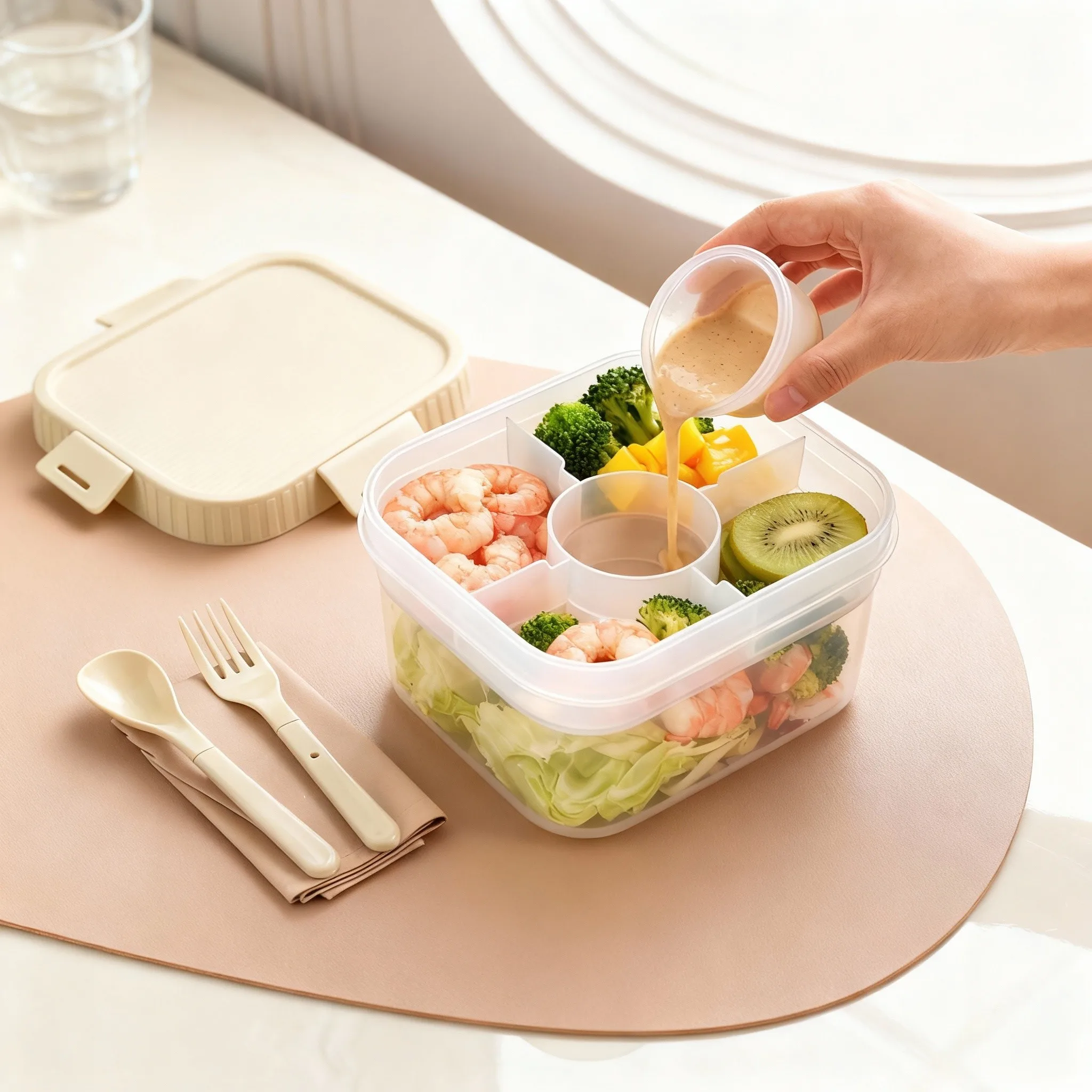휴대용 플라스틱 이중 구조 도시락통, 소스 용기 및 식 - Food Storage Oven Safe 리뷰 및 가격