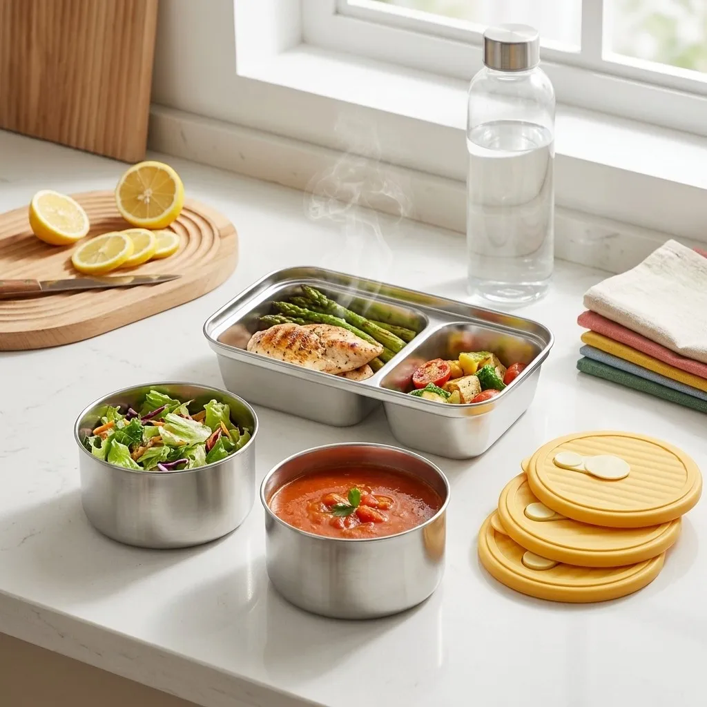 전자레인지 사용 가능, 304 스테인리스 스틸 소재의  - Food Storage Oven Safe 리뷰 및 가격